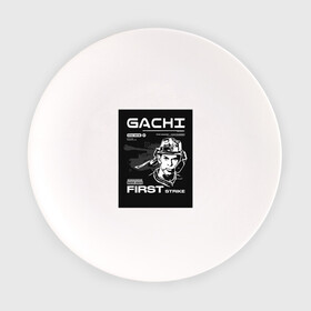Тарелка с принтом  gachi  , фарфор | диаметр - 210 мм
диаметр для нанесения принта - 120 мм | Тематика изображения на принте: gachi | gachimuchi | гачимучи | япония