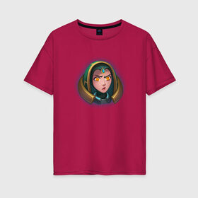 Женская футболка хлопок Oversize с принтом Sona League of Legends , 100% хлопок | свободный крой, круглый ворот, спущенный рукав, длина до линии бедер
 | league of legends | lol | sona | для детей | игры | лига легенд | смайлик | сона