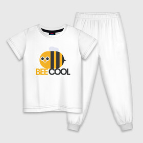 Детская пижама хлопок с принтом Bee Cool , 100% хлопок |  брюки и футболка прямого кроя, без карманов, на брюках мягкая резинка на поясе и по низу штанин
 | cool | арт | иллюстрация | насекомое | пчела