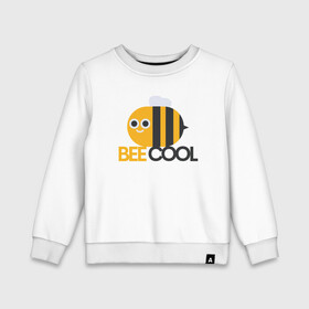 Детский свитшот хлопок с принтом Bee Cool , 100% хлопок | круглый вырез горловины, эластичные манжеты, пояс и воротник | cool | арт | иллюстрация | насекомое | пчела