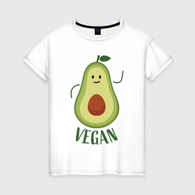 Женская футболка хлопок с принтом Авокадо , 100% хлопок | прямой крой, круглый вырез горловины, длина до линии бедер, слегка спущенное плечо | art | vegan | иллюстрация | персея американская | фрукт