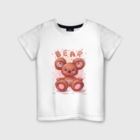 Детская футболка хлопок с принтом Медвежонок Bear , 100% хлопок | круглый вырез горловины, полуприлегающий силуэт, длина до линии бедер | bear | grizzly | kuma | гриззли | гризли | грозный | крутой | медведь | медвежонок | мишка