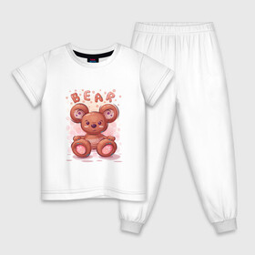 Детская пижама хлопок с принтом Медвежонок Bear , 100% хлопок |  брюки и футболка прямого кроя, без карманов, на брюках мягкая резинка на поясе и по низу штанин
 | bear | grizzly | kuma | гриззли | гризли | грозный | крутой | медведь | медвежонок | мишка