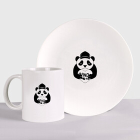 Набор: тарелка + кружка с принтом Panda me. Панда в кепке , керамика | Кружка: объем — 330 мл, диаметр — 80 мм. Принт наносится на бока кружки, можно сделать два разных изображения. 
Тарелка: диаметр - 210 мм, диаметр для нанесения принта - 120 мм. | panda | животное | медведи | медведь | мишки | панда | панды