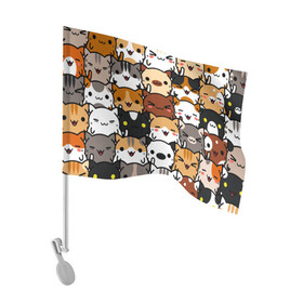 Флаг для автомобиля с принтом Коты и котики , 100% полиэстер | Размер: 30*21 см | cat | аниме | кот | котики | коты | мило | неко
