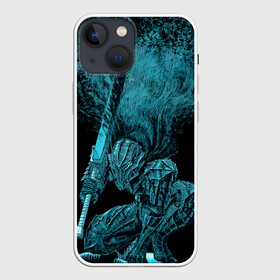 Чехол для iPhone 13 mini с принтом BERSERKER IN ARMOR ,  |  | Тематика изображения на принте: гатс | доспех | мечь | плащ | сидит