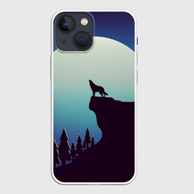 Чехол для iPhone 13 mini с принтом ВОЛК И ЛУНА 3D ,  |  | вой | волк | жизнь | лес | луна | одиночество | природа | философия