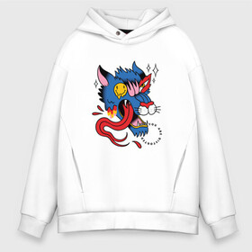 Мужское худи Oversize хлопок с принтом Trippy Surreal Wolf Tatto , френч-терри — 70% хлопок, 30% полиэстер. Мягкий теплый начес внутри —100% хлопок | боковые карманы, эластичные манжеты и нижняя кромка, капюшон на магнитной кнопке | Тематика изображения на принте: demon | fashion | halloween | horror | melted | oldschoo | strange | tongue | werewolf | you are distorted | волк | волчара | демон | искажение | мистика | мода | мрачный | оборотень | олдскул | радуга | расплавленный смайл | ты искажённый | ужасы