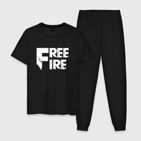 Мужская пижама хлопок с принтом FREEFIRE FF WHITE LOGO (Z) , 100% хлопок | брюки и футболка прямого кроя, без карманов, на брюках мягкая резинка на поясе и по низу штанин
 | Тематика изображения на принте: 111dots studio | battlegrounds | free fire | freefire | game | garena | garena free fire | гарена | игра | игры | киберспорт | королевская битва | мобильная игра | онлайн игра | пабг | фри фаер | фрифаер | экшн