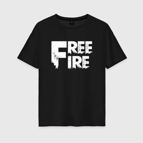 Женская футболка хлопок Oversize с принтом FREEFIRE FF WHITE LOGO (Z) , 100% хлопок | свободный крой, круглый ворот, спущенный рукав, длина до линии бедер
 | 111dots studio | battlegrounds | free fire | freefire | game | garena | garena free fire | гарена | игра | игры | киберспорт | королевская битва | мобильная игра | онлайн игра | пабг | фри фаер | фрифаер | экшн