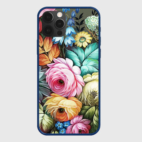 Чехол для iPhone 12 Pro Max с принтом Букет из цветов , Силикон |  | букет | декоративная роспись | живопись | жостово | жостовская роспись | цветы