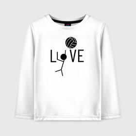 Детский лонгслив хлопок с принтом LOVE VOLLEYBALL , 100% хлопок | круглый вырез горловины, полуприлегающий силуэт, длина до линии бедер | Тематика изображения на принте: anime | haikyu | haikyuu | karasuno | manga | аниме | волейбол | волейбольный клуб | игрок | карасуно | люблю | манга | мяч | силуэт | старшая школа | схематично | хаику | хаикую | человечек | черный