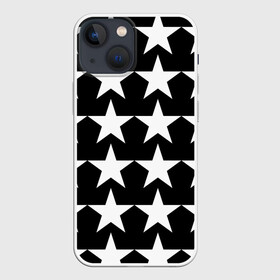 Чехол для iPhone 13 mini с принтом Белые звёзды на чёрном фоне ,  |  | бело чёрные звёзды | белые звёзды | белые звёзды на чёрном фоне | звёзды