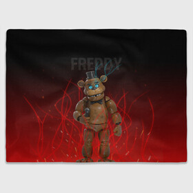 Плед 3D с принтом FNAF FREDDY , 100% полиэстер | закругленные углы, все края обработаны. Ткань не мнется и не растягивается | Тематика изображения на принте: игры | искры | красный | стиль | фнаф | фредди