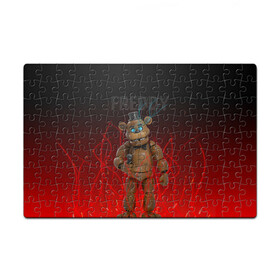 Головоломка Пазл магнитный 126 элементов с принтом FNAF FREDDY , полимерный материал с магнитным слоем | 126 деталей, размер изделия —  180*270 мм | Тематика изображения на принте: игры | искры | красный | стиль | фнаф | фредди