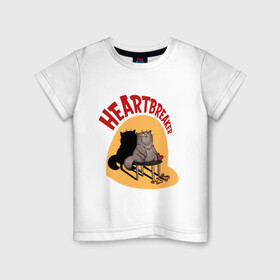 Детская футболка хлопок с принтом Хартбрейкер , 100% хлопок | круглый вырез горловины, полуприлегающий силуэт, длина до линии бедер | bird born | birdborn | heart | ирония | кот | котики | коты | любовь | сердечки | сердце | юмор