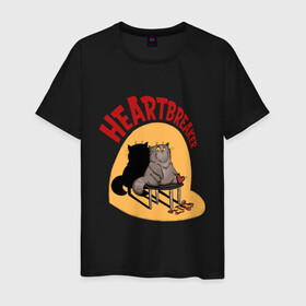 Мужская футболка хлопок с принтом Хартбрейкер , 100% хлопок | прямой крой, круглый вырез горловины, длина до линии бедер, слегка спущенное плечо. | bird born | birdborn | heart | ирония | кот | котики | коты | любовь | сердечки | сердце | юмор