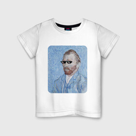 Детская футболка хлопок с принтом Ван Гог в очках , 100% хлопок | круглый вырез горловины, полуприлегающий силуэт, длина до линии бедер | автопортрет | арт | ван гог | ван гог мем | звезда | звёздная ночь | крутой | мемасик | мемасные очки | очки | очки из мема | пиджак | художник