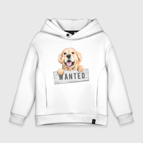 Детское худи Oversize хлопок с принтом Dog Wanted , френч-терри — 70% хлопок, 30% полиэстер. Мягкий теплый начес внутри —100% хлопок | боковые карманы, эластичные манжеты и нижняя кромка, капюшон на магнитной кнопке | Тематика изображения на принте: cute | dog | wanted | woof | гав | забавный | пес | песель | песик | смешной | собака | собачка | щенок