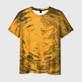 Мужская футболка 3D с принтом Сплющенная сфера , 100% полиэфир | прямой крой, круглый вырез горловины, длина до линии бедер | оранжевый | сфера | черные оттенки