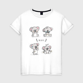 Женская футболка хлопок с принтом Милые коалы , 100% хлопок | прямой крой, круглый вырез горловины, длина до линии бедер, слегка спущенное плечо | bear | koala | животное | коала | коалы | медведи | медведь