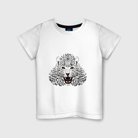 Детская футболка хлопок с принтом Леопард , 100% хлопок | круглый вырез горловины, полуприлегающий силуэт, длина до линии бедер | Тематика изображения на принте: большая кошка | дикий зверь | зверь | кошка | леопард