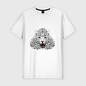 Мужская футболка хлопок Slim с принтом Леопард , 92% хлопок, 8% лайкра | приталенный силуэт, круглый вырез ворота, длина до линии бедра, короткий рукав | большая кошка | дикий зверь | зверь | кошка | леопард
