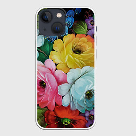 Чехол для iPhone 13 mini с принтом Три розы ,  |  | букет | декоративная роспись | живопись | жостово | жостовская роспись | розы | цветы