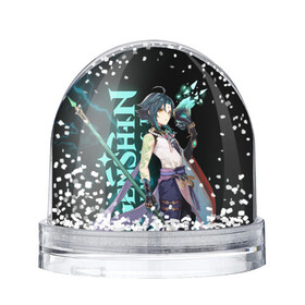 Игрушка Снежный шар с принтом XIAO , Пластик | Изображение внутри шара печатается на глянцевой фотобумаге с двух сторон | anime | game | genshin | genshin impact | impact | xiao | аниме | игра | сяо