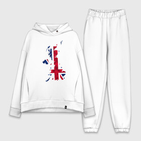 Женский костюм хлопок Oversize с принтом Великобритания ,  |  | карта | мира | остров | силуэт | страны | флаг