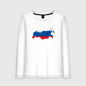 Женский лонгслив хлопок с принтом Россия , 100% хлопок |  | карта | мира | силуэт | страны | флаг