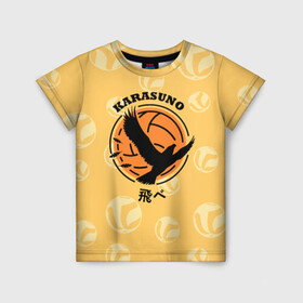 Детская футболка 3D с принтом Старшая школа Карасуно Haikyu! , 100% гипоаллергенный полиэфир | прямой крой, круглый вырез горловины, длина до линии бедер, чуть спущенное плечо, ткань немного тянется | anime | haikyu | haikyuu | karasuno | karasuno high | manga | аниме | волейбол | волейбольный клуб | ворон | вороны | карасуно | крылья | лого | логотип | манга | надпись | птица | старшая школа | хаику | хаикую