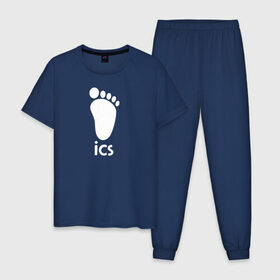 Мужская пижама хлопок с принтом iCS Foot Logo Haikyu!! , 100% хлопок | брюки и футболка прямого кроя, без карманов, на брюках мягкая резинка на поясе и по низу штанин
 | anime | haikyu | haikyuu | karasuno | manga | аниме | белый | волейбол | волейбольный клуб | икс | ицс | карасуно | корпорация | лого | логотип | манга | нога | организатор игр | след | старшая школа | ступня | хаику | хаикую