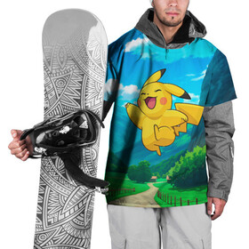 Накидка на куртку 3D с принтом Радостный Пикачу в прыжке , 100% полиэстер |  | Тематика изображения на принте: anime | picachu | pikachu | аниме | милый | пика | пикачу | покебол | покемон