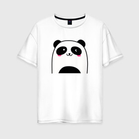 Женская футболка хлопок Oversize с принтом Милая панда , 100% хлопок | свободный крой, круглый ворот, спущенный рукав, длина до линии бедер
 | panda | животное | медведи | медведь | мишки | панда | панды