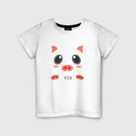 Детская футболка хлопок с принтом Свинья образ pig , 100% хлопок | круглый вырез горловины, полуприлегающий силуэт, длина до линии бедер | Тематика изображения на принте: cute | pig | животное | мило | образ | свинка | свинья | силуэт | хрюша | хрюшка