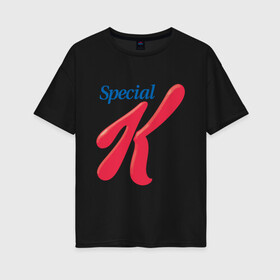 Женская футболка хлопок Oversize с принтом special k merch Essential , 100% хлопок | свободный крой, круглый ворот, спущенный рукав, длина до линии бедер
 | kpop | special k merch essential | корейская попо музыка