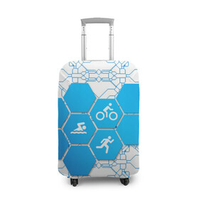 Чехол для чемодана 3D с принтом Плыви, Крути, Беги , 86% полиэфир, 14% спандекс | двустороннее нанесение принта, прорези для ручек и колес | bike | ironman | run | running | swim | swimming | triathlon | бег | бегун | велосипед | велоспорт | выносливость | железный человек | плавание | спорт на выносливость | триатлон | цикличный вид спорта