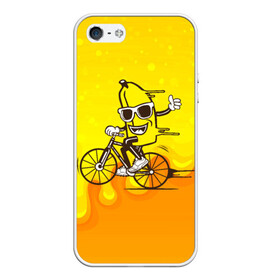 Чехол для iPhone 5/5S матовый с принтом Банан на велосипеде , Силикон | Область печати: задняя сторона чехла, без боковых панелей | байк | банан | бананчик | велик | велосипед | живой банан | спорт