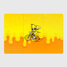 Магнитный плакат 3Х2 с принтом Банан на велосипеде , Полимерный материал с магнитным слоем | 6 деталей размером 9*9 см | байк | банан | бананчик | велик | велосипед | живой банан | спорт