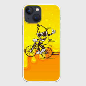 Чехол для iPhone 13 mini с принтом Банан на велосипеде ,  |  | байк | банан | бананчик | велик | велосипед | живой банан | спорт