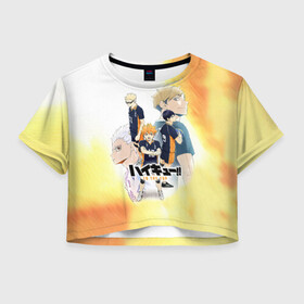 Женская футболка Crop-top 3D с принтом Шоё Тобио Кей Семи и Атсуму Haikyuu!! , 100% полиэстер | круглая горловина, длина футболки до линии талии, рукава с отворотами | anime | haikyu | haikyuu | karasuno | manga | аниме | атсуму мия | волейбол | волейбольный клуб | вороны | карасуно | кей цукишима | манга | семи эйта | старшая школа | тобио кагеяма | хаику | хаикую | шоё хината