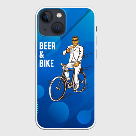 Чехол для iPhone 13 mini с принтом Велосипед и пиво ,  |  | без рук | вело | велосипед | велосипедист | колеса | руль | спорт
