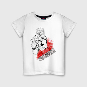 Детская футболка хлопок с принтом Sukuna , 100% хлопок | круглый вырез горловины, полуприлегающий силуэт, длина до линии бедер | jujutsu kaisen | manga | satoru | sukuna | yuji | yuji itadori | аниме | битва магов | демон | итадори юдзи | магическая битва | магия | манга | рёмен сукуна