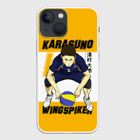 Чехол для iPhone 13 mini с принтом Дайчи Савамура | Haikyu ,  |  | anime | haikyu | haikyuu | karasuno | karasuno high | manga | sawamura daichi | аниме | волейбол | волейбольный клуб | вороны | доигровщик | карасуно | лого | манга | надпись | номер 1 | старшая школа | хаику | хаикую