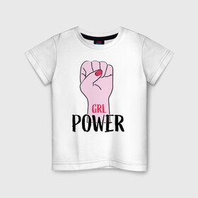 Детская футболка хлопок с принтом Girl Power , 100% хлопок | круглый вырез горловины, полуприлегающий силуэт, длина до линии бедер | girl | power | арт | иллюстрация | сила | феменизм