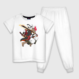 Детская пижама хлопок с принтом Honey badger samurai , 100% хлопок |  брюки и футболка прямого кроя, без карманов, на брюках мягкая резинка на поясе и по низу штанин
 | барсук | зверь | иллюстрация | китай | медоед | самурай