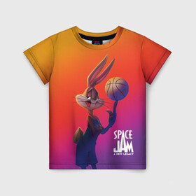 Детская футболка 3D с принтом Space Jam 2 Багз Банни , 100% гипоаллергенный полиэфир | прямой крой, круглый вырез горловины, длина до линии бедер, чуть спущенное плечо, ткань немного тянется | Тематика изображения на принте: bugs bunny | space jam | space jam 2 | space jam a new legacy | vdzabma | багз банни | космический джем | космический джем 2 | космический джем: новое поколение