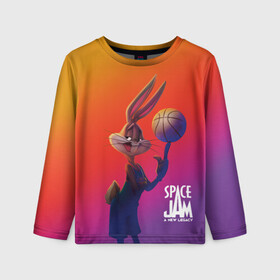 Детский лонгслив 3D с принтом Space Jam 2 Багз Банни , 100% полиэстер | длинные рукава, круглый вырез горловины, полуприлегающий силуэт
 | Тематика изображения на принте: bugs bunny | space jam | space jam 2 | space jam a new legacy | vdzabma | багз банни | космический джем | космический джем 2 | космический джем: новое поколение