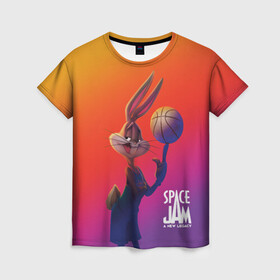 Женская футболка 3D с принтом Space Jam 2 Багз Банни , 100% полиэфир ( синтетическое хлопкоподобное полотно) | прямой крой, круглый вырез горловины, длина до линии бедер | bugs bunny | space jam | space jam 2 | space jam a new legacy | vdzabma | багз банни | космический джем | космический джем 2 | космический джем: новое поколение